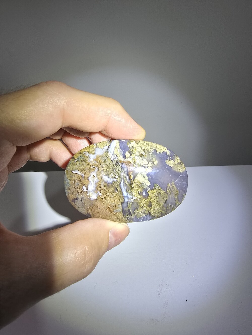 Moss Agate Crystal Palmstone #H
